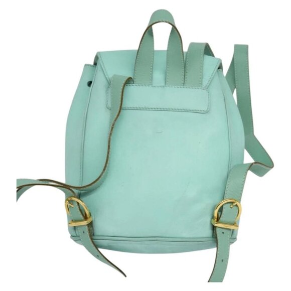 Salvatore Ferragamo Backpack Leather Turquoise Blue Gold Auth bs27971 main image 2